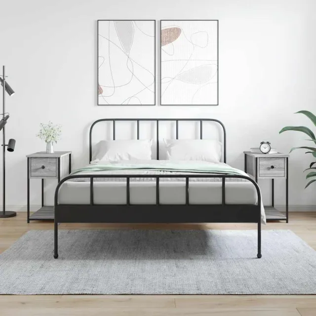 vidaXL Nachtkastjes 2 st 30x60x60 cm bewerkt hout grijs sonoma eiken, foto 2
