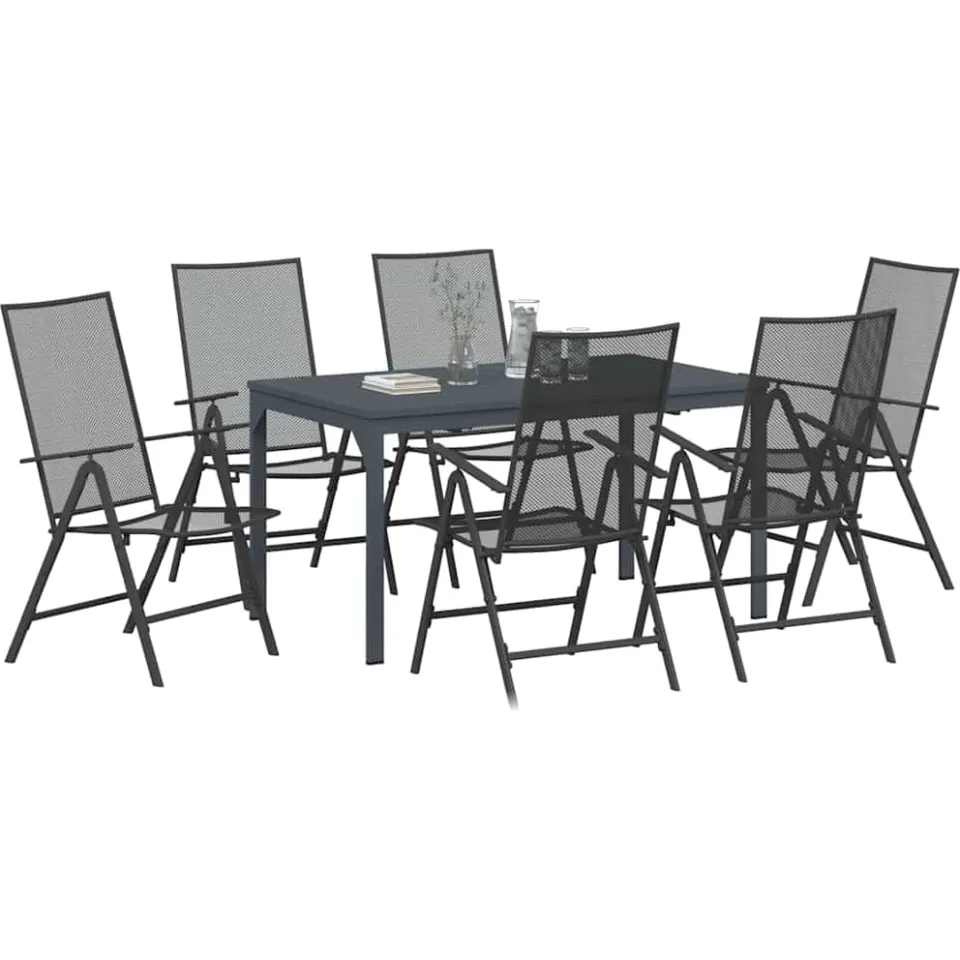 vidaXL Tuin eettafelset 7 st Antraciet Poedercoating staal, foto 2
