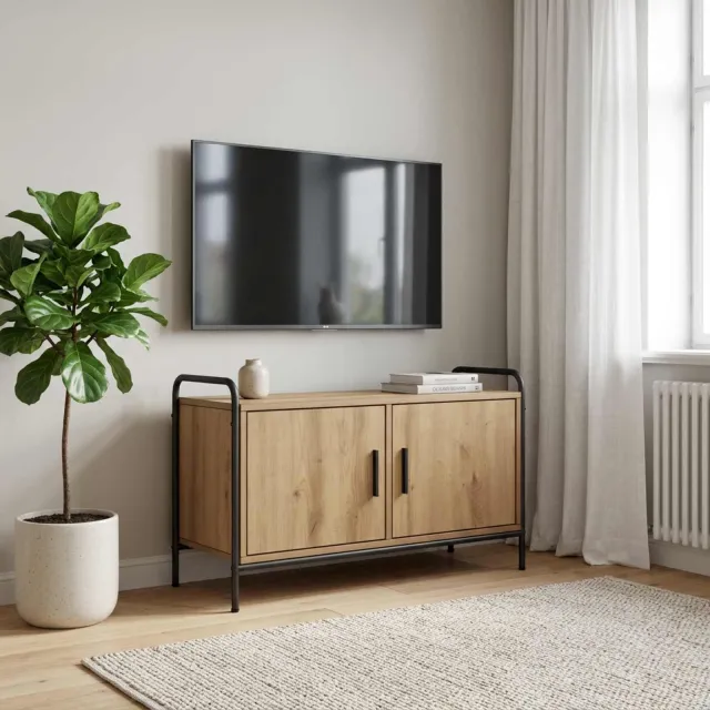 vidaXL Tv-meubel 79,5 x 33 x 50 cm Artisanaal eiken Bewerkt hout, foto 2