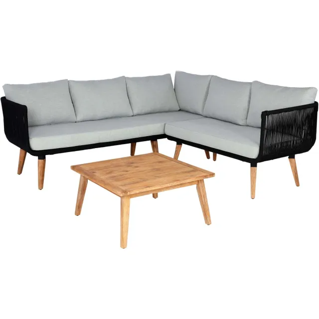 MCW Tuinset MCW-L30, set zitgroep loungeset bank, acaciahout MVG-gecertificeerd ~ bekleding lichtgrijs