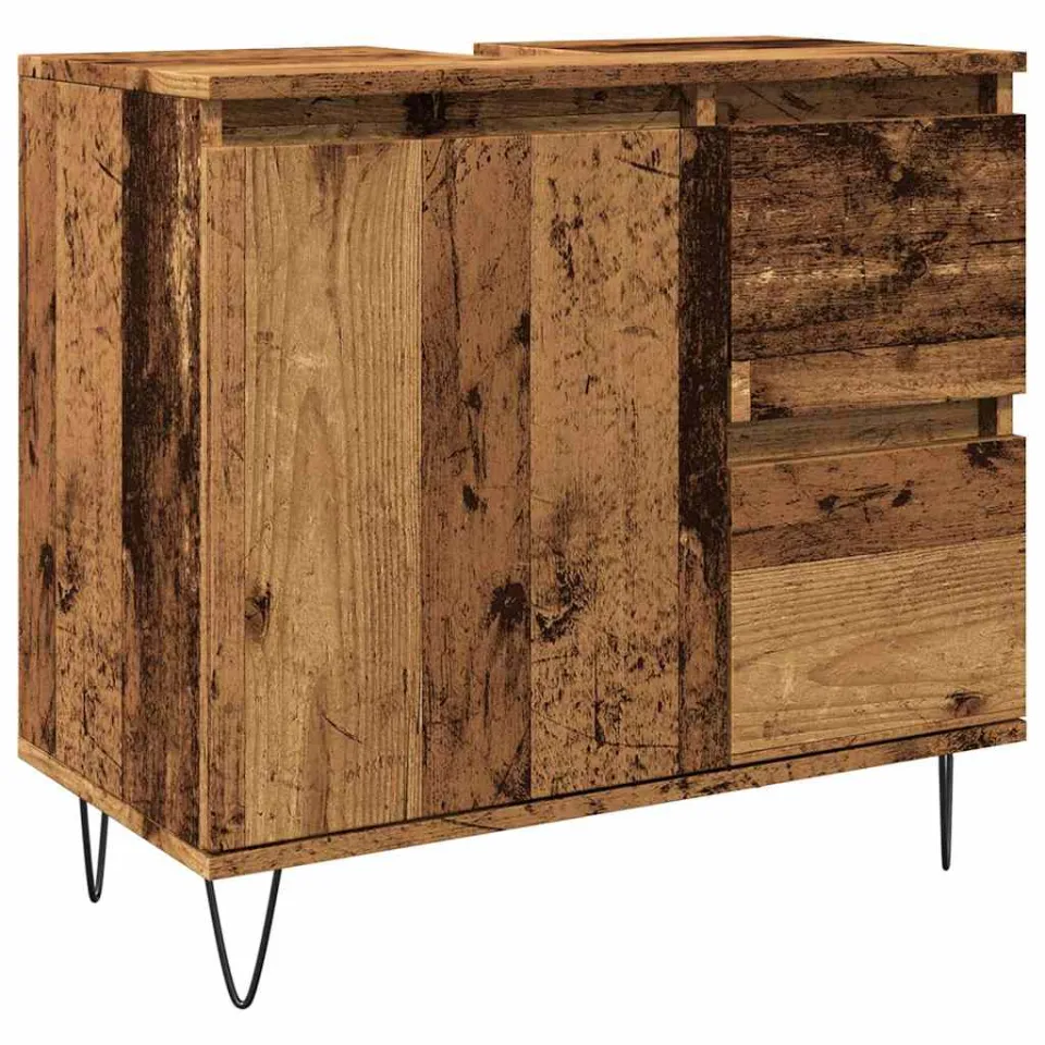 vidaXL Badkamerkast 65x33x60 cm bewerkt hout oud houtkleurig Bruin