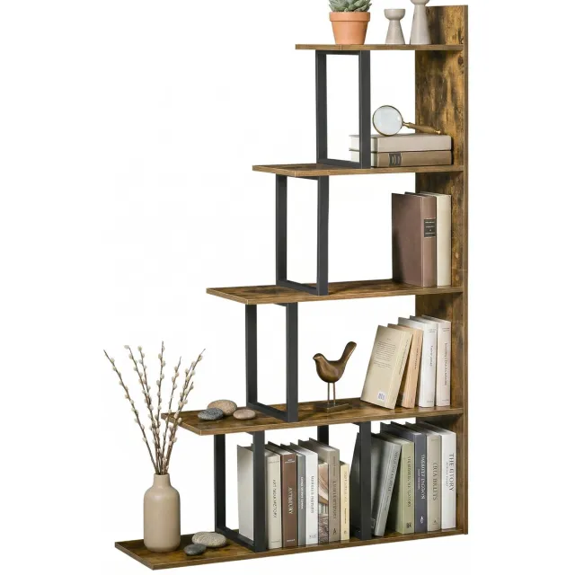 Homcom Boekenplank - Hout - 102x30x160cm - Rustiek Bruin