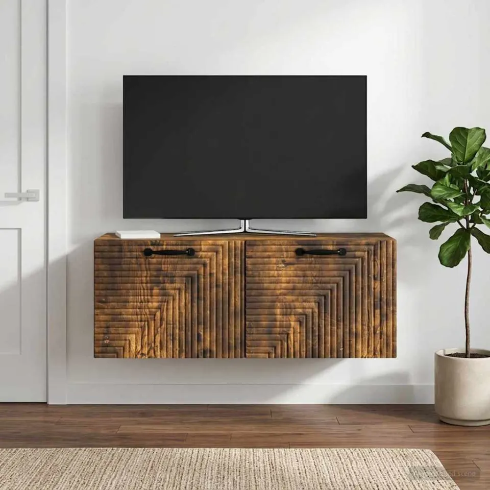 vidaXL Wandbeugel TV-kast Gerookt eiken 78,5 x 31 x 30 cm Bewerkt hout, foto 4