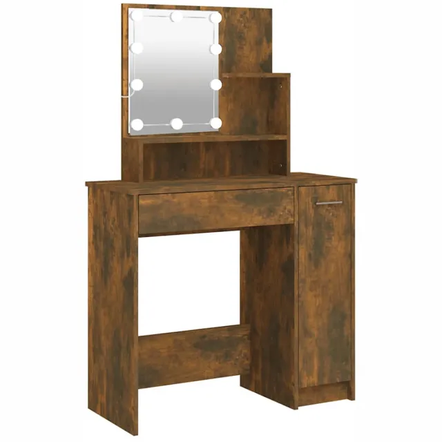 vidaXL Kaptafel - met - LED-verlichting - 86,5x35x136 - cm - gerookt - eikenkleur gerookt eiken
