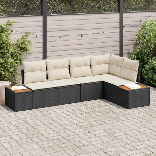 vidaXL Tuinbankenset 5 st Zwart Poly riet, foto 2