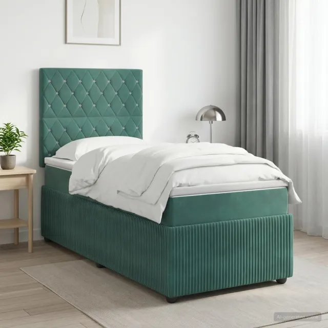vidaXL Boxspringbed met matras Donkergroen 80 x 200 cm Fluweel