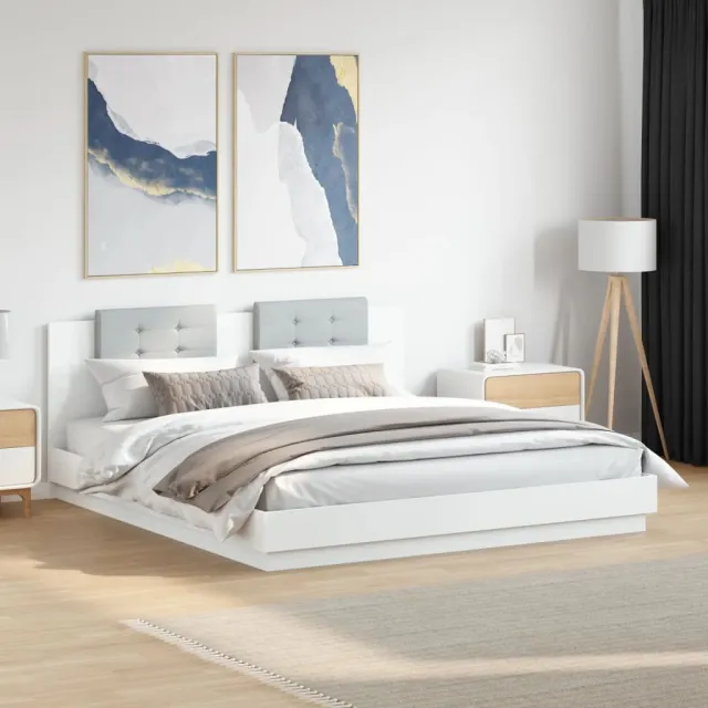 vidaXL Bedframe met hoofdbord bewerkt hout wit 180x200 cm