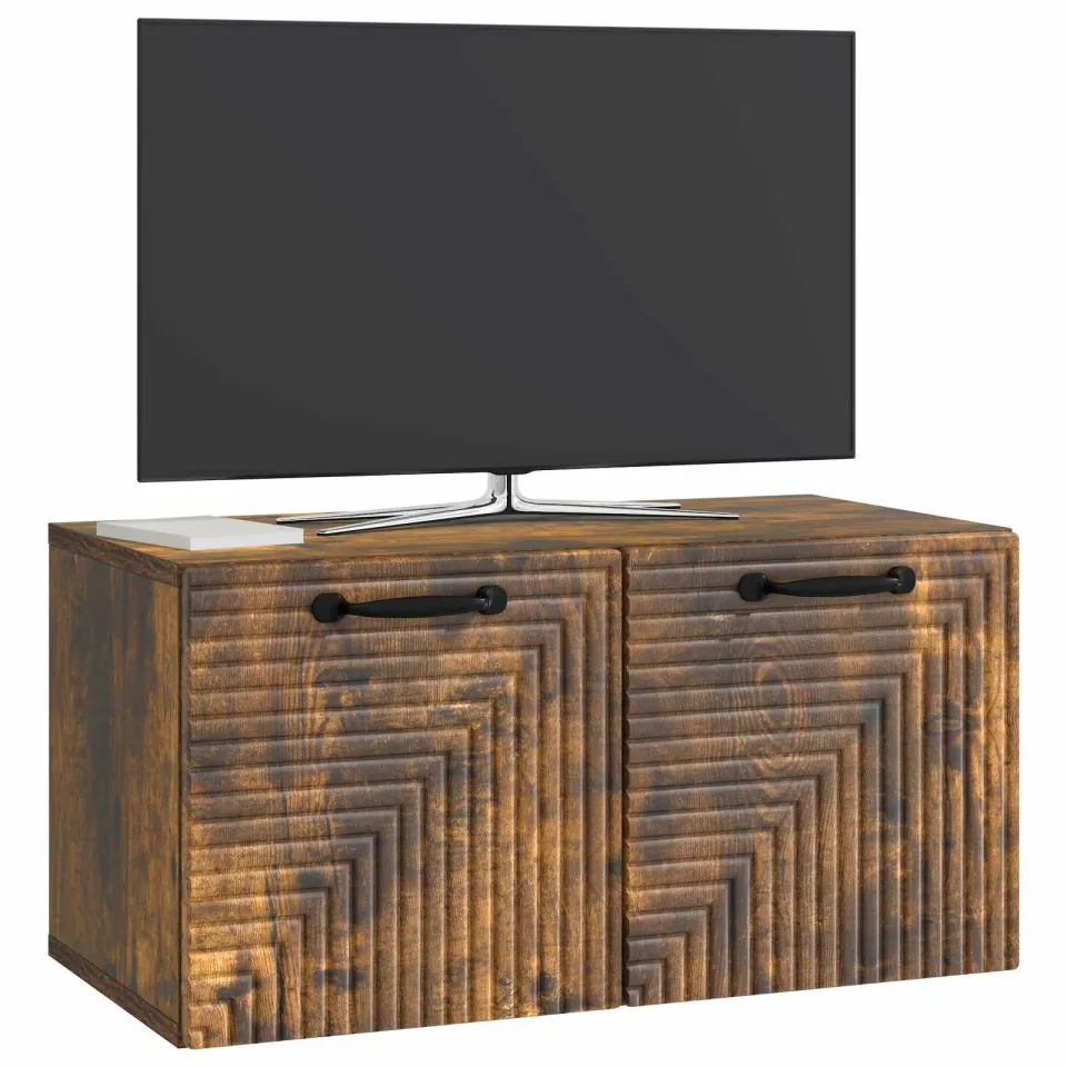 vidaXL Wandbeugel TV-kast Gerookt eiken 59,5 x 31 x 30 cm Bewerkt hout Bruin