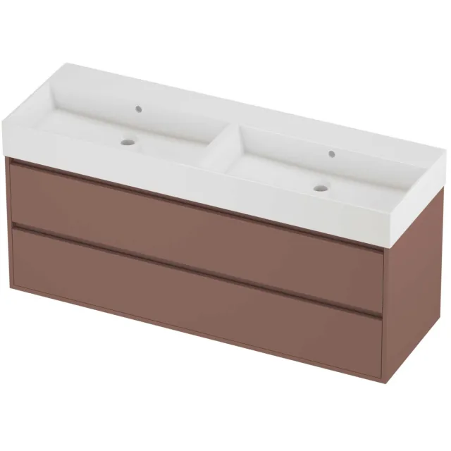 Proline Zara Badmeubelset Porselein Loft 140x46x65 cm Glans Wit Beauty Blush Rosé Goud