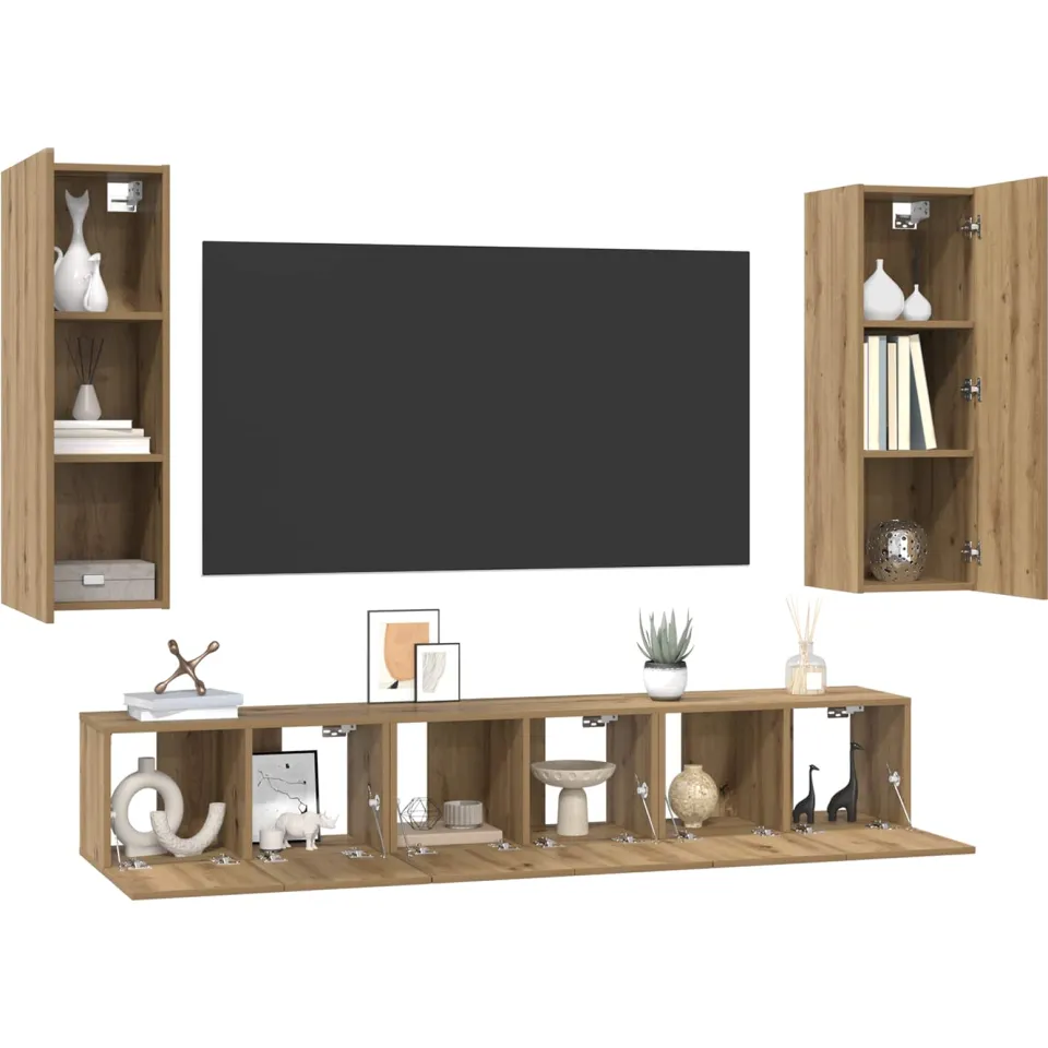vidaXL Tv-meubelset 5 st Artisan Eiken Bewerkt hout Bruin