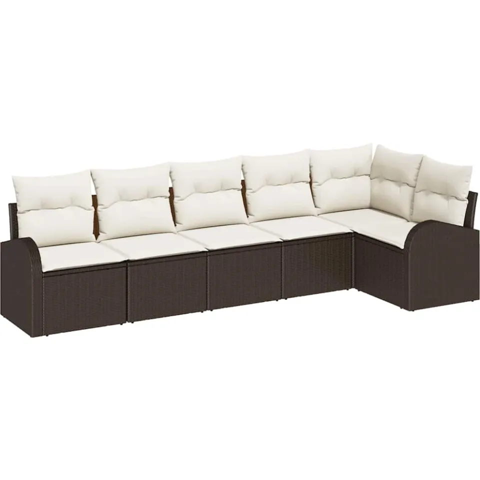 vidaXL Tuin Sofa Set 6 st Bruin poly rattan