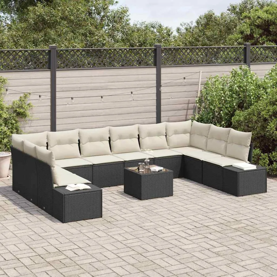 vidaXL Tuin Sofa Set 11 st Zwart poly rattan, foto 2
