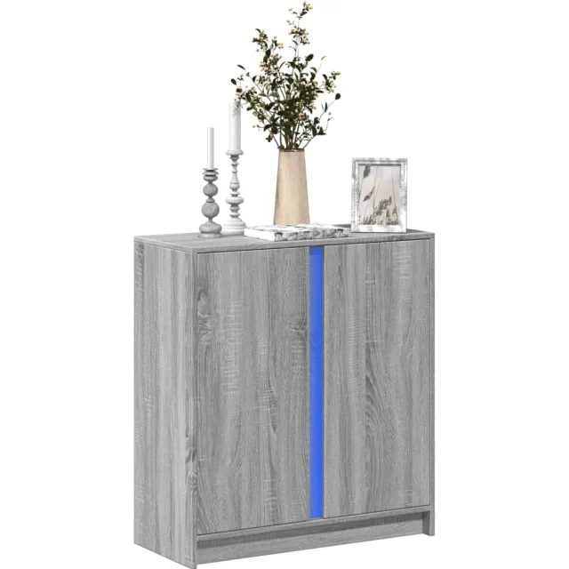 vidaXL Dressoir met LED 77x34x85 cm bewerkt hout grijs sonoma eiken, foto 2