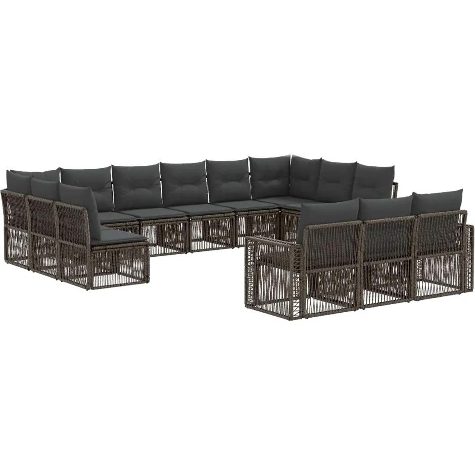 vidaXL Tuinbankenset 13 st 13-zits Grijs en Donkergrijs poly rattan, foto 3