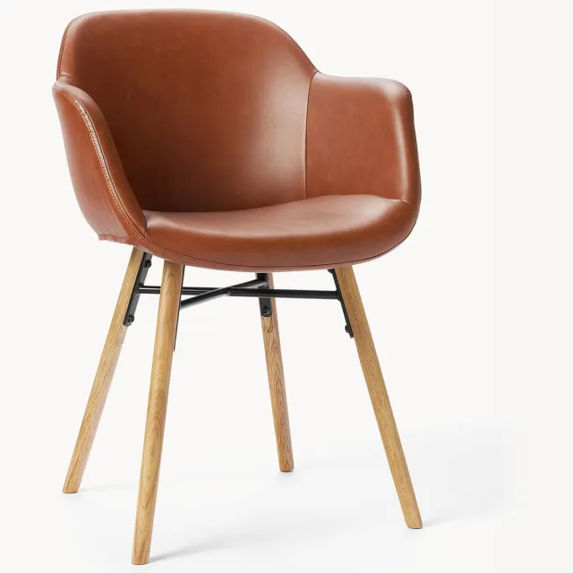 Westwing Collection Kunstleren fauteuil Fiji met smalle zitvlak Bruin