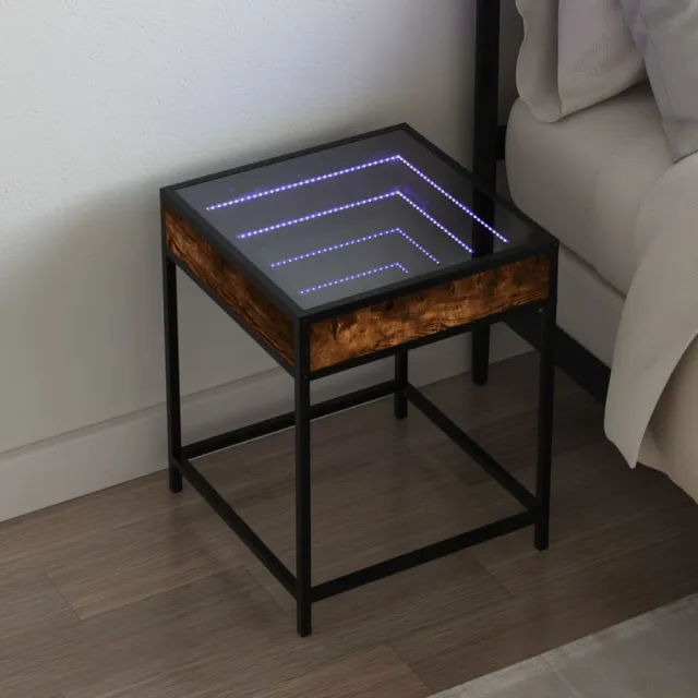 vidaXL Nachtkastje met Infinity LED 40x40x51 cm gerookt eikenkleurig, foto 2