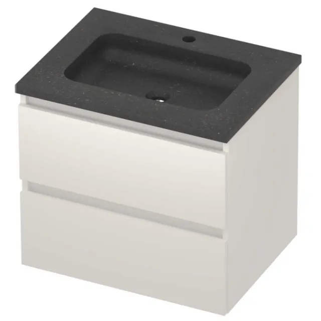 Basic-Line Rocky 46 Badmeubelset Hardsteen 1 Kraangat Greeploos 60x46x54 cm Mat White Blue Stone