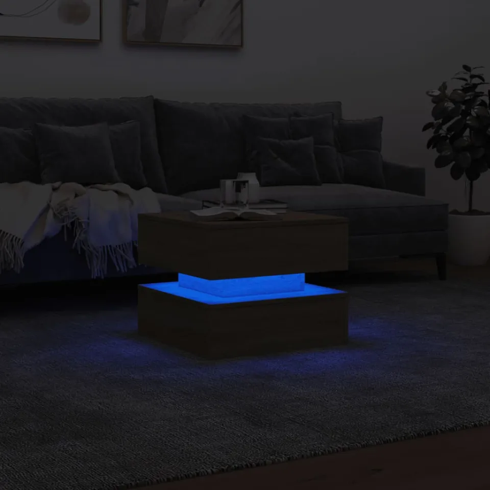 vidaXL Salontafel met LED-verlichting 50x50x40 cm sonoma eiken, foto 4