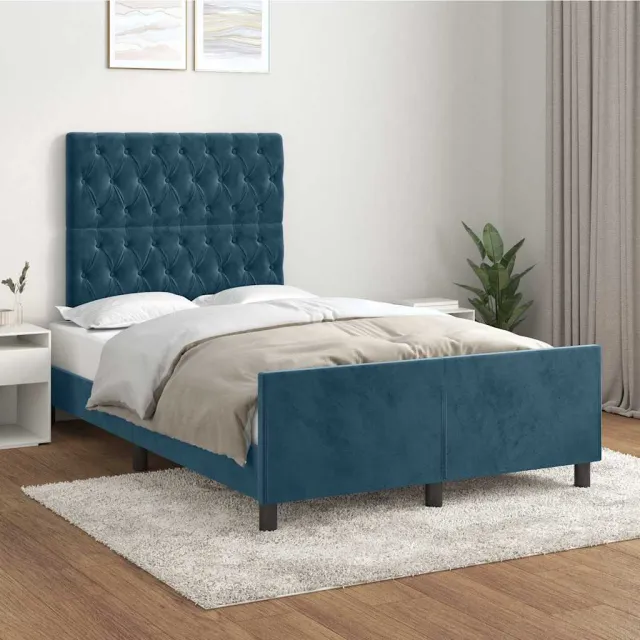 vidaXL Bedframe zonder matras 120x200 cm fluweel donkerblauw blauw