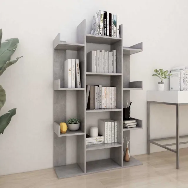 vidaXL Boekenkast 86x25,5x140 cm bewerkt hout betongrijs grijs, foto 2