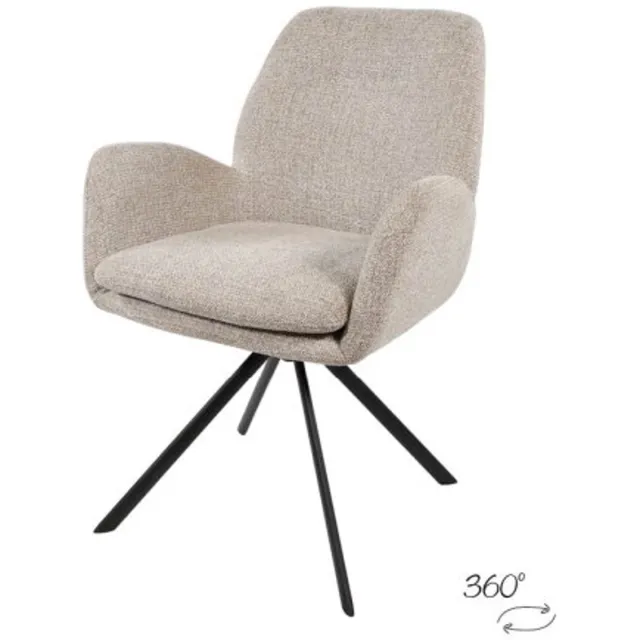 MySons Charles armstoel - draaipoot 360 - Milan Nature 01 - eetkamerstoelen set van 2 Naturel