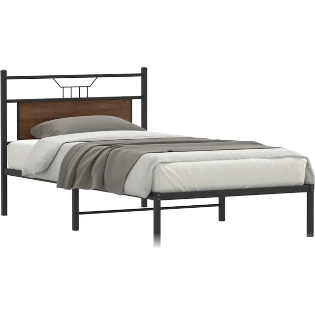vidaXL Bedframe zonder matras bewerkt hout bruin eikenkleur 100x200 cm