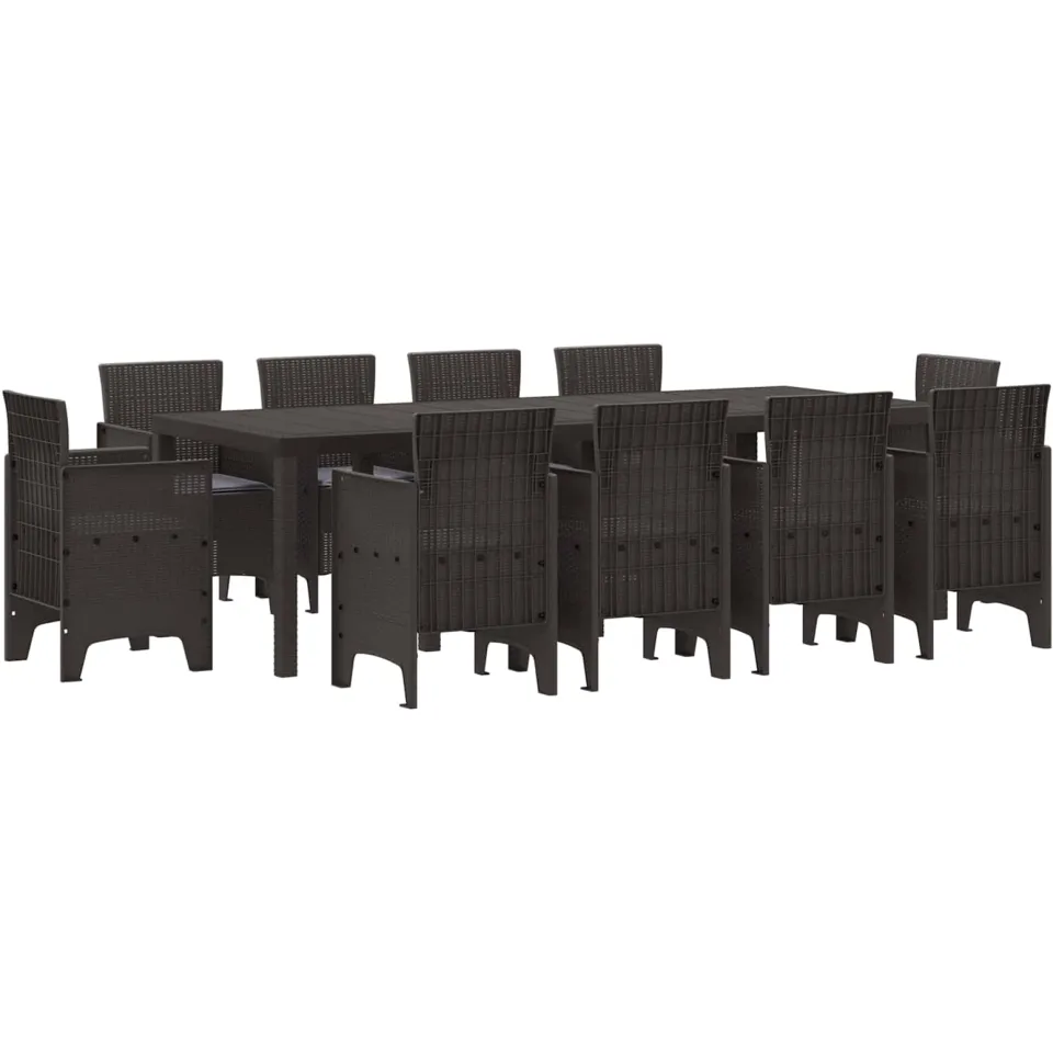 vidaXL Tuin Eetset 11 st Bruin Polypropyleen