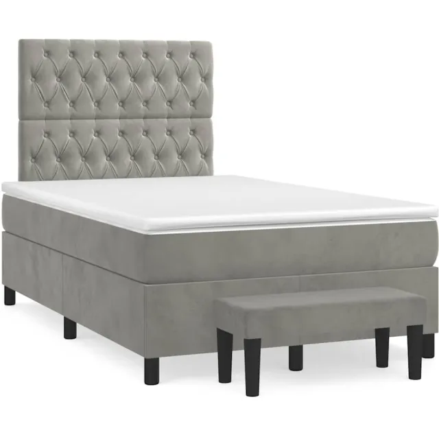 vidaXL Boxspring met matras fluweel lichtgrijs 120x190 cm grijs