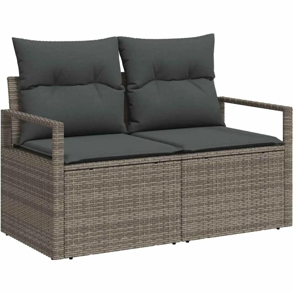 vidaXL Bankstel 10 st Grijs poly rattan