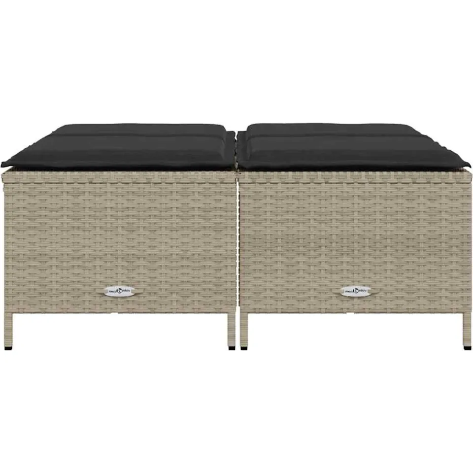vidaXL Tuinkrukken met kussens 4 st poly rattan lichtgrijs