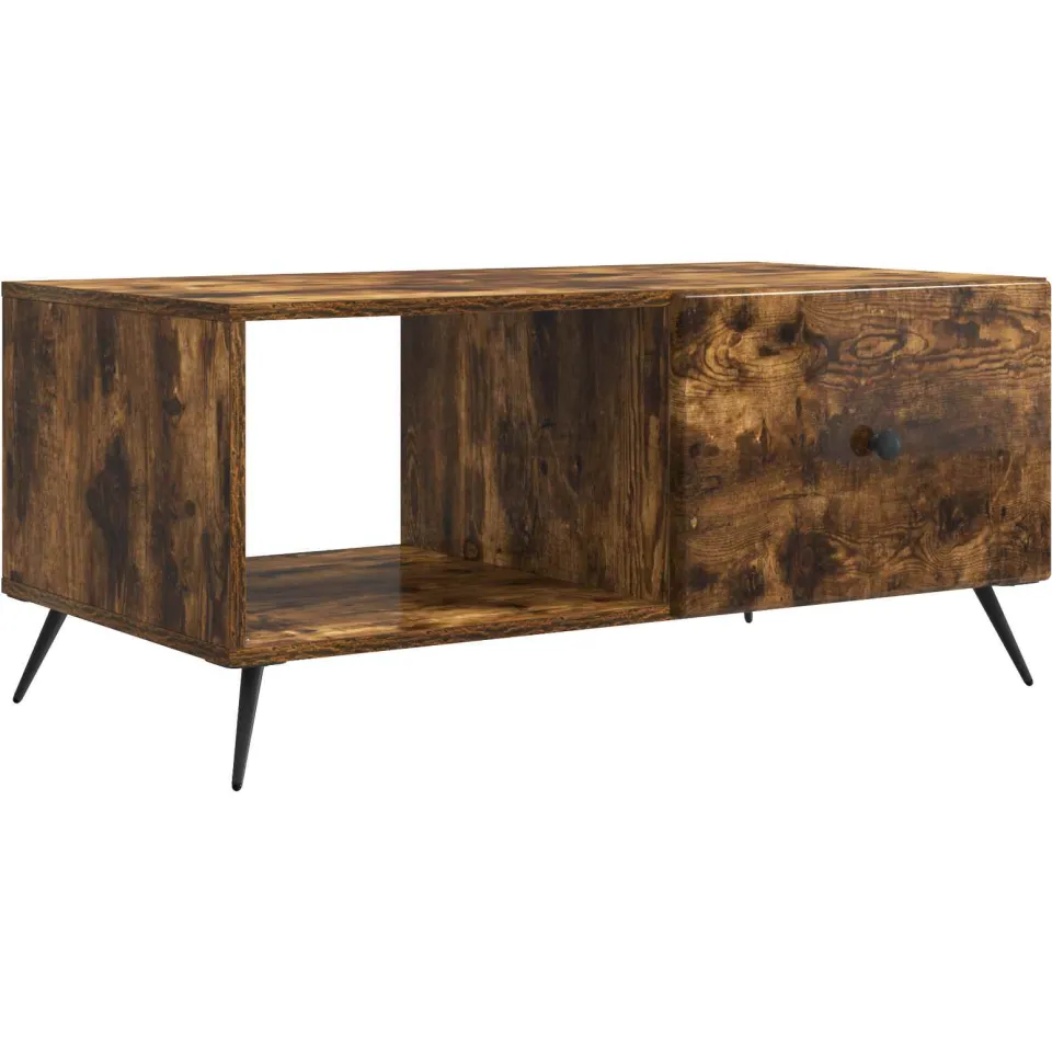 vidaXL Salontafel Gerookt eiken 90 x 50 x 40 cm Bewerkt hout Bruin