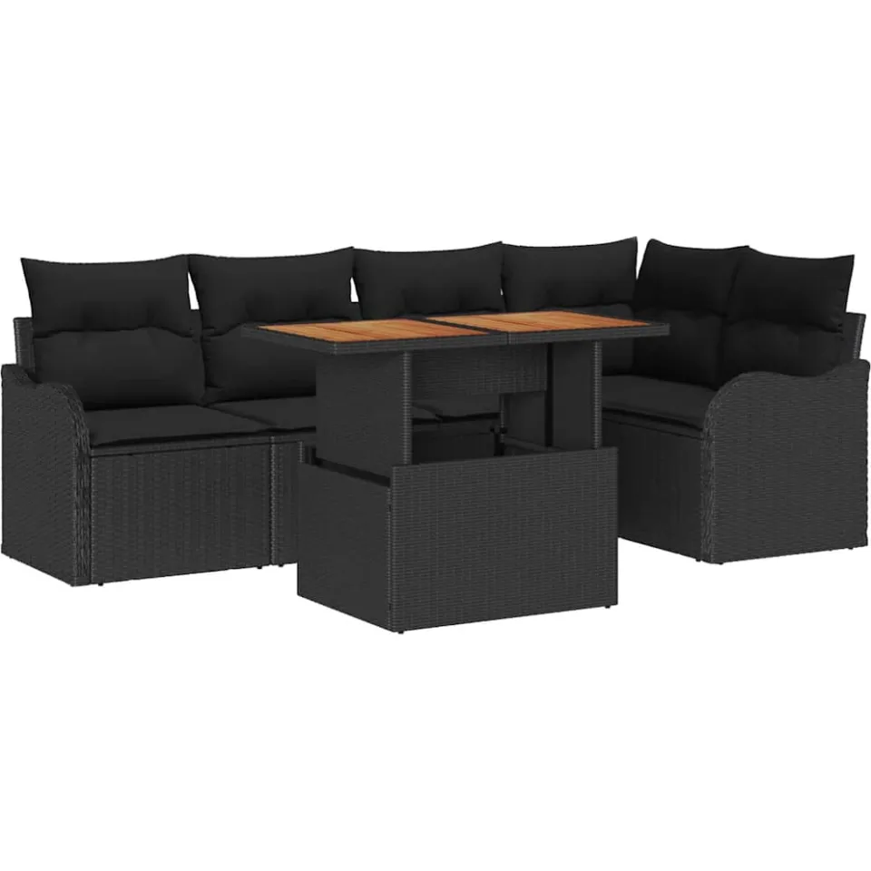 vidaXL Tuin Sofa Set 6 st Zwart Poly riet