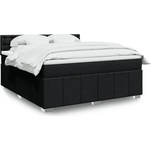 vidaXL Boxspring met matras stof zwart 180x200 cm