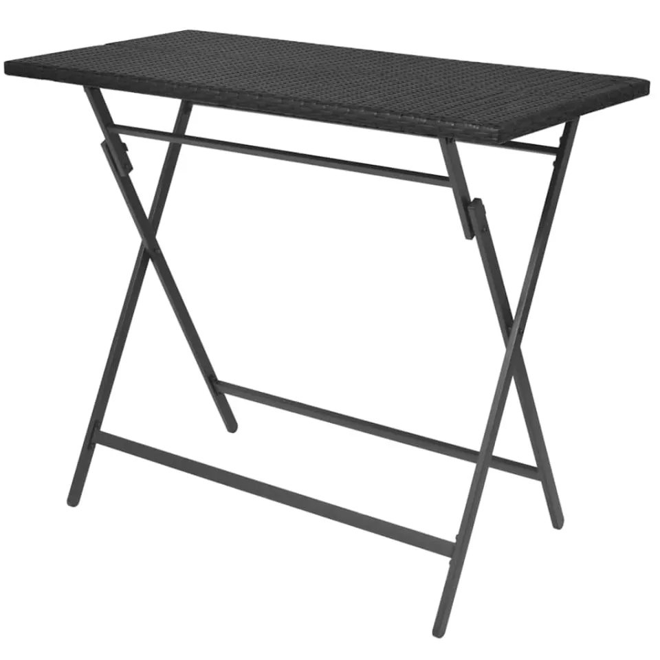 vidaXL 7-delige Tuinset inklapbaar staal poly rattan zwart, foto 4