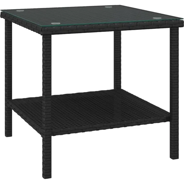 vidaXL Bijzettafel - 45x45x45 - cm - poly - rattan - en - gehard - glas - zwart