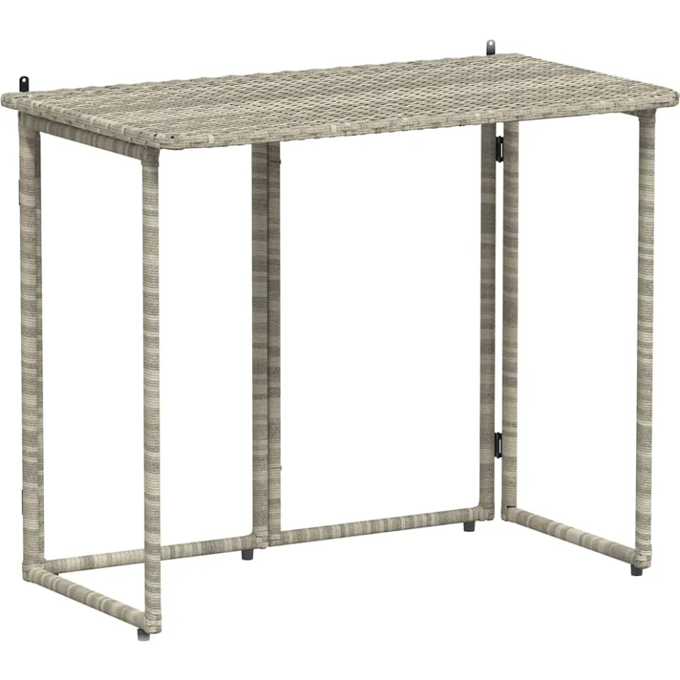 vidaXL Tuintafel inklapbaar 90x51x75 cm poly rattan lichtgrijs grijs, foto 3