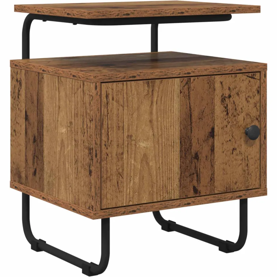 vidaXL Nachtkastje Oud hout 40 x 36,5 x 50 cm Bewerkt hout bruin, foto 3