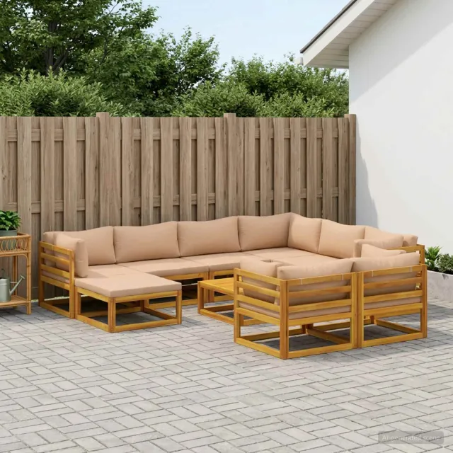 vidaXL Bankstel 10 st Naturel Massief Acaciahout, foto 2
