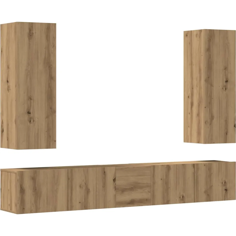 vidaXL 5-delig Tv-meubelset wandmontage bewerkt hout artisanaal eiken, foto 3