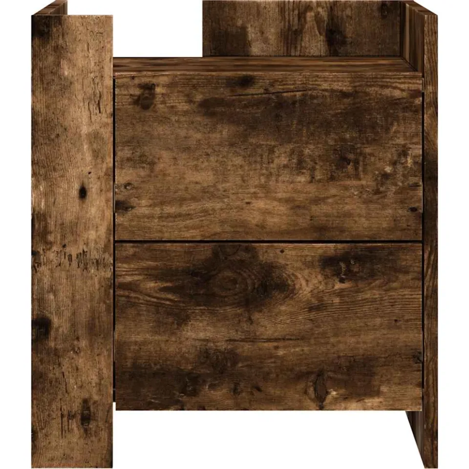vidaXL Nachtkastje 45x50x50 cm bewerkt hout gerookt eikenkleurig, foto 3