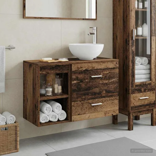 vidaXL Badkamerkastenset 2 st Oud hout 79,5 x 41 x 80 cm Bewerkt hout Bruin