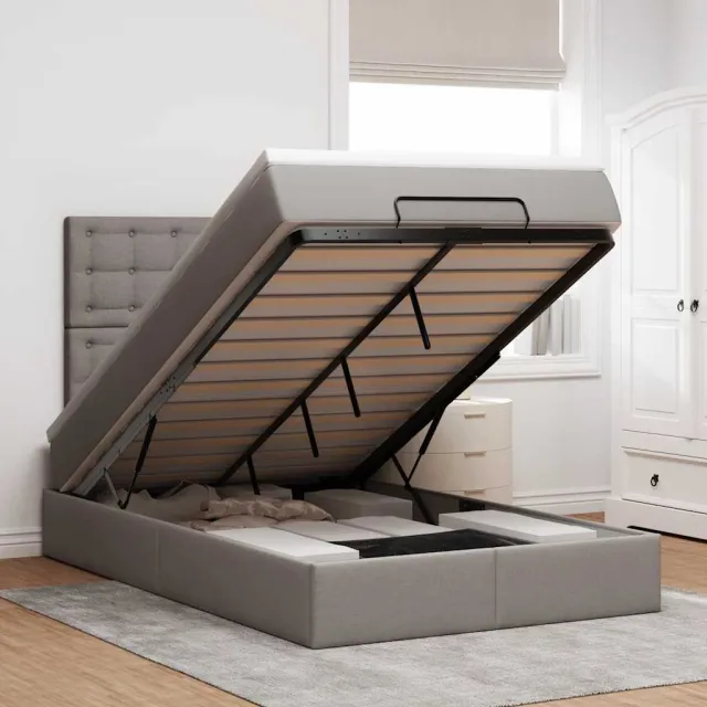 vidaXL Ottoman bed met matras 120x190 cm stof taupe