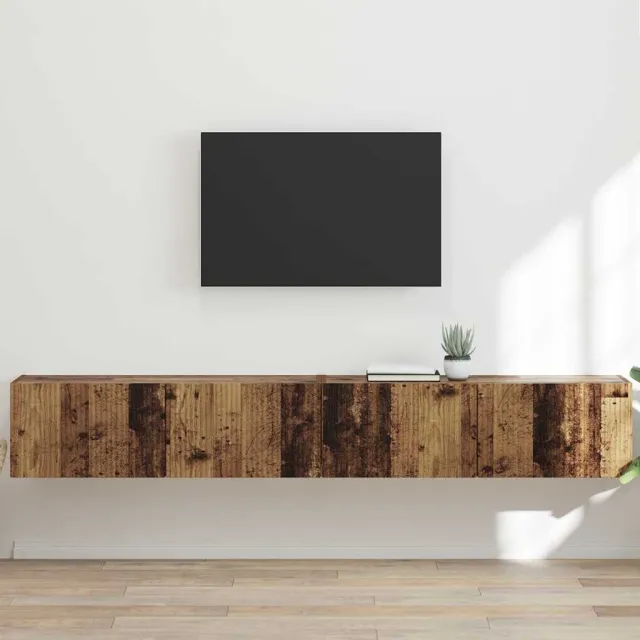vidaXL TV Wandkast 2 st Oud Hout Bewerkt hout Bruin