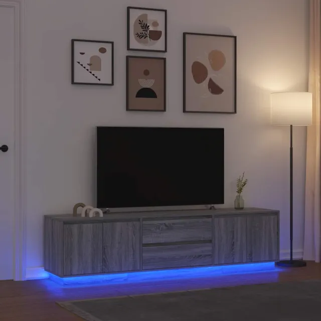 vidaXL Tv-meubel met LED-verlichting 193,5x41x50 cm grijs sonoma eiken, foto 2