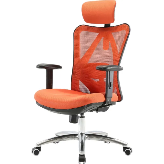 Bureaustoel MCW-J86, bureaustoel, ergonomisch, verstelbare lendensteun 150kg belastbaar ~ zonder voetsteun, oranje