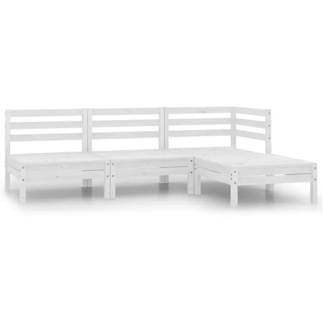vidaXL 4-delige Loungeset massief grenenhout wit