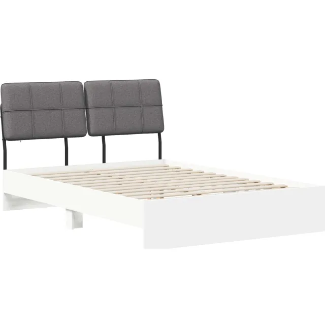 vidaXL Tweepersoonsbed met hoofdbord Wit en Lichtgrijs 150 x 200 cm