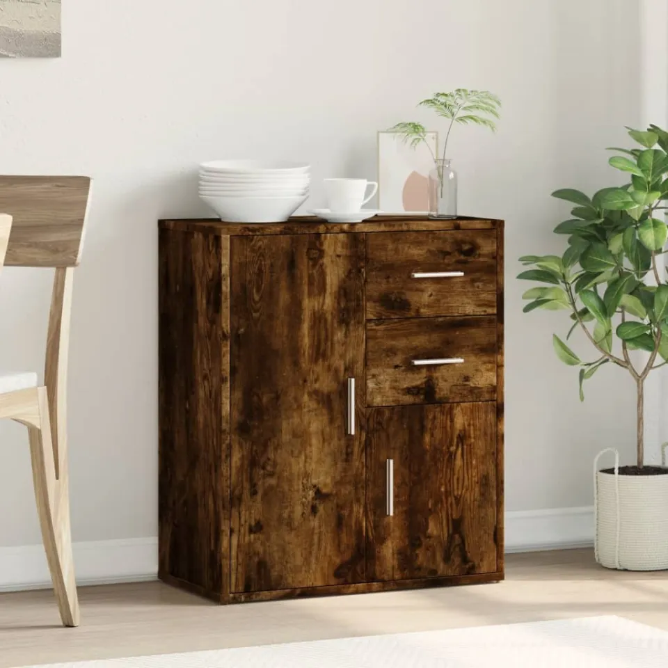 vidaXL Dressoir 60x31x70 cm bewerkt hout gerookt eikenkleurig, foto 3