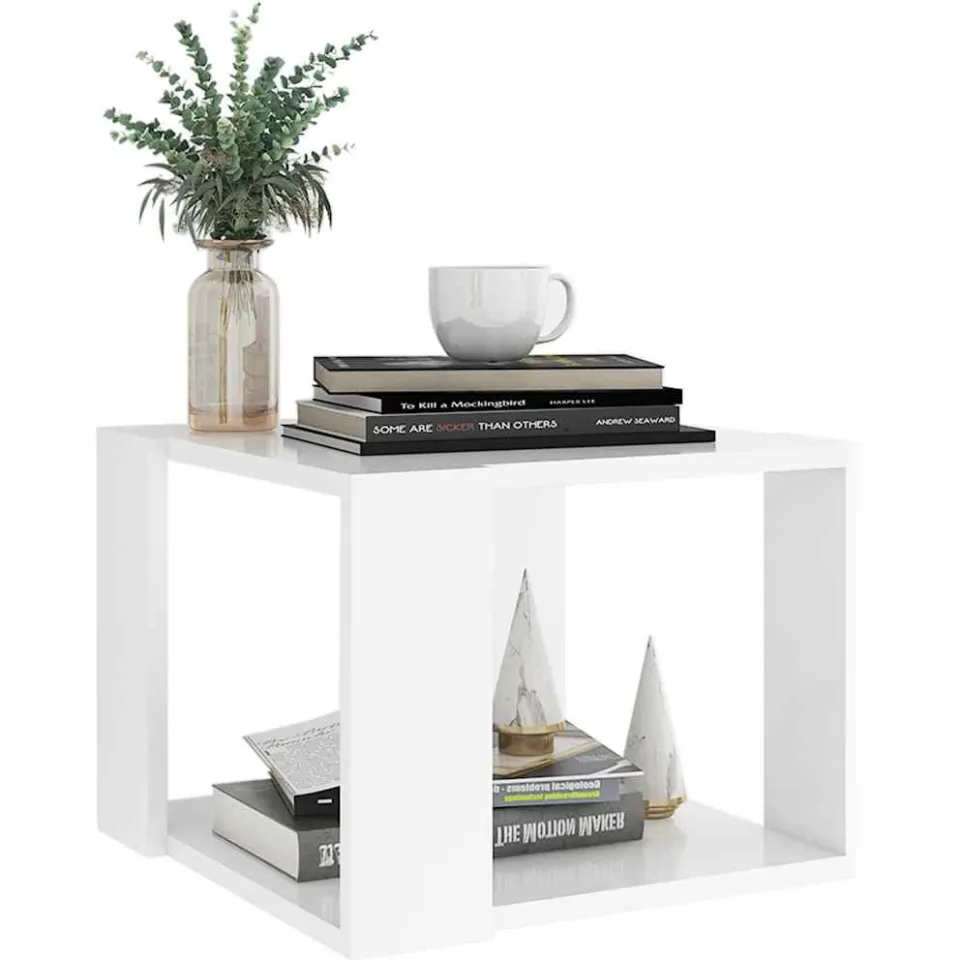 vidaXL Salontafel 40x40x30 cm bewerkt hout wit, foto 4