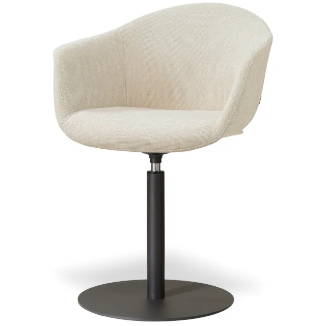 Nolon Niva-Otis draaibare tulp eetkamerstoel cottonbeige - mat zwart onderstel